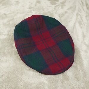 Mizen Head Newsboy Hat Wool Red Tartan Plaid size 7 3/8 Made in Ireland